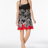 Linea Donatella Women's Duchess Mesh Lace-Racerback Chemise Black/Red Size Small