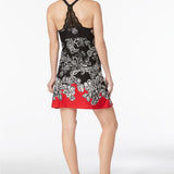 Linea Donatella Women's Duchess Mesh Lace-Racerback Chemise Black/Red Size Small