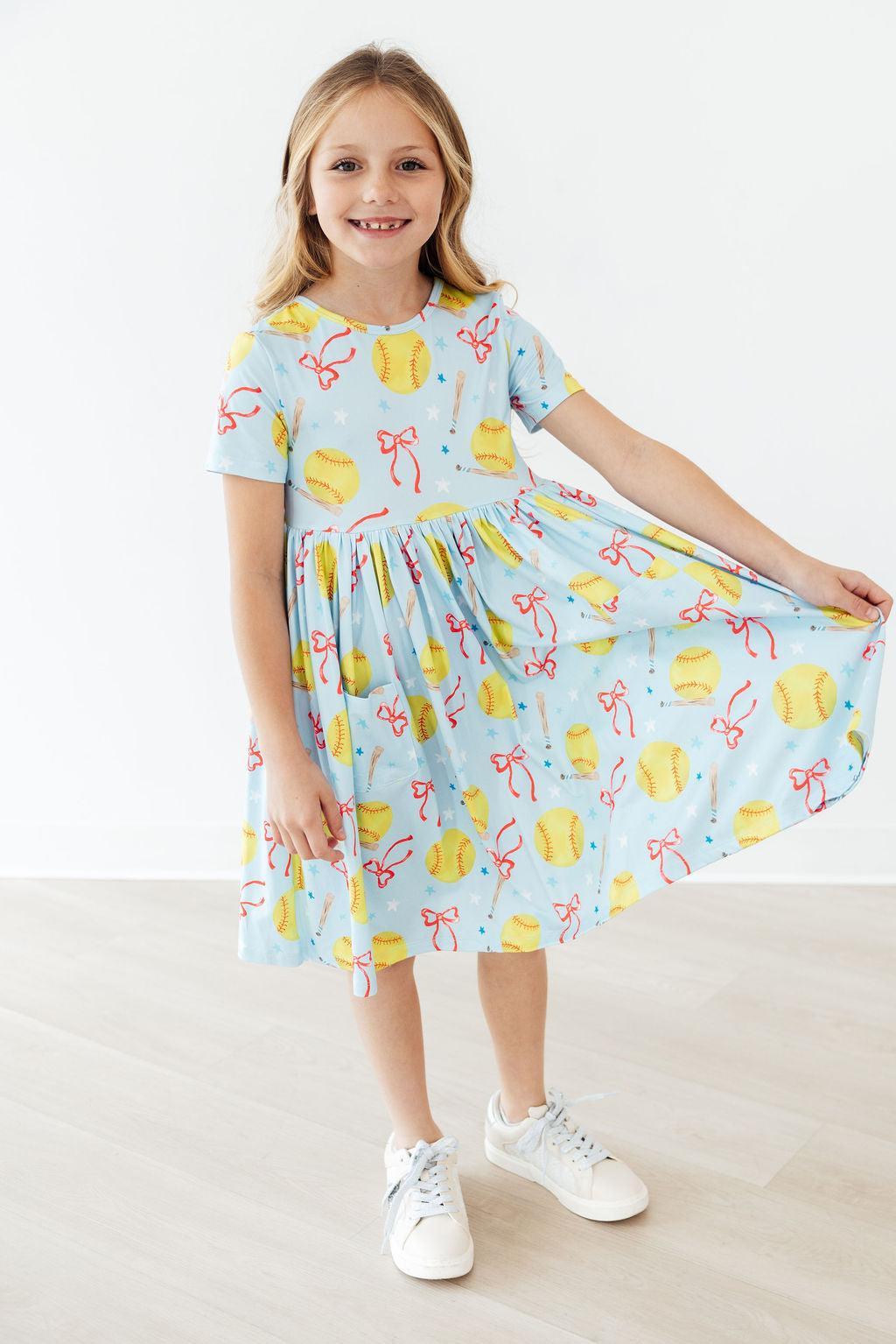 Softball Sweetie S/s Pocket Twirl Dress
