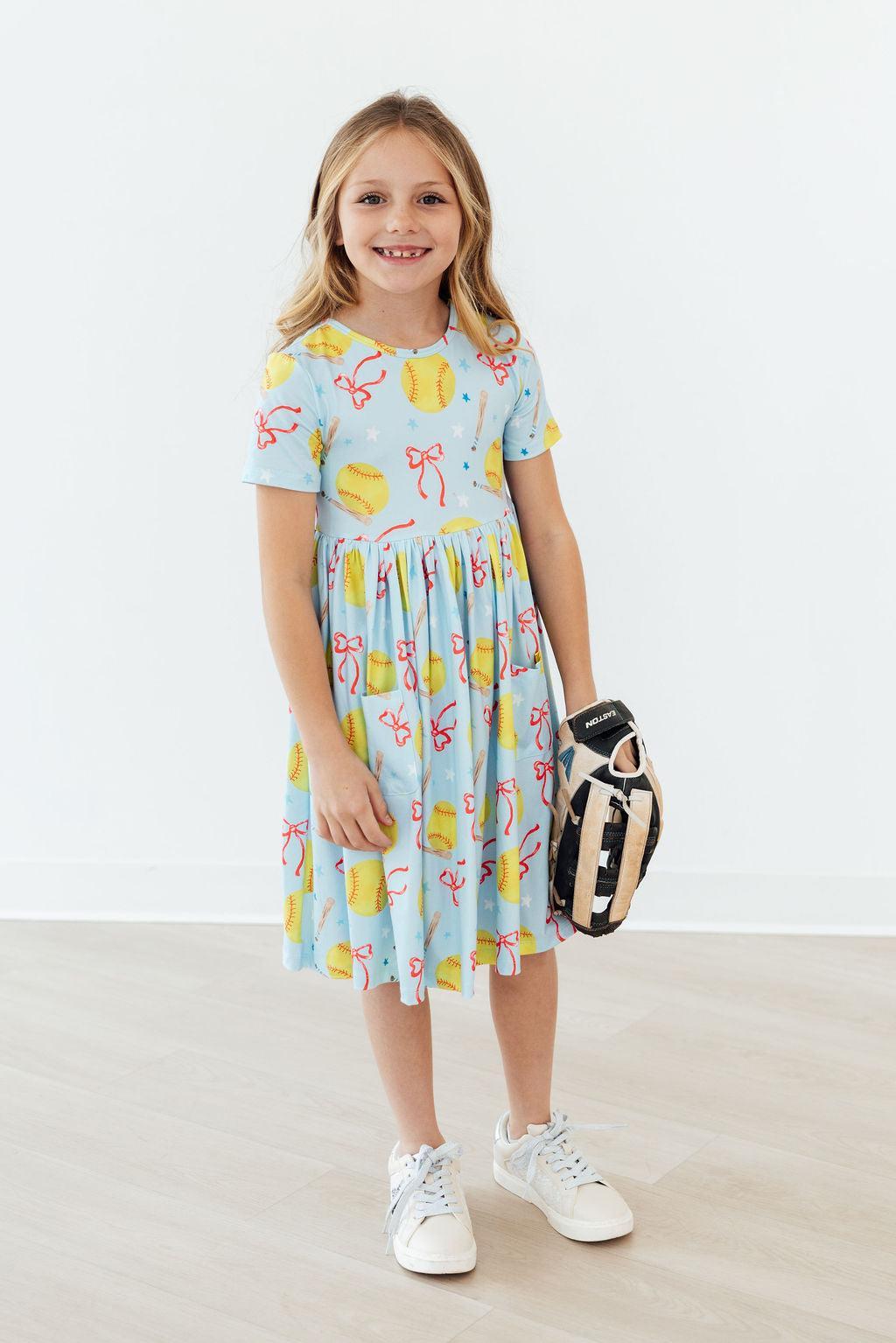 Softball Sweetie S/s Pocket Twirl Dress