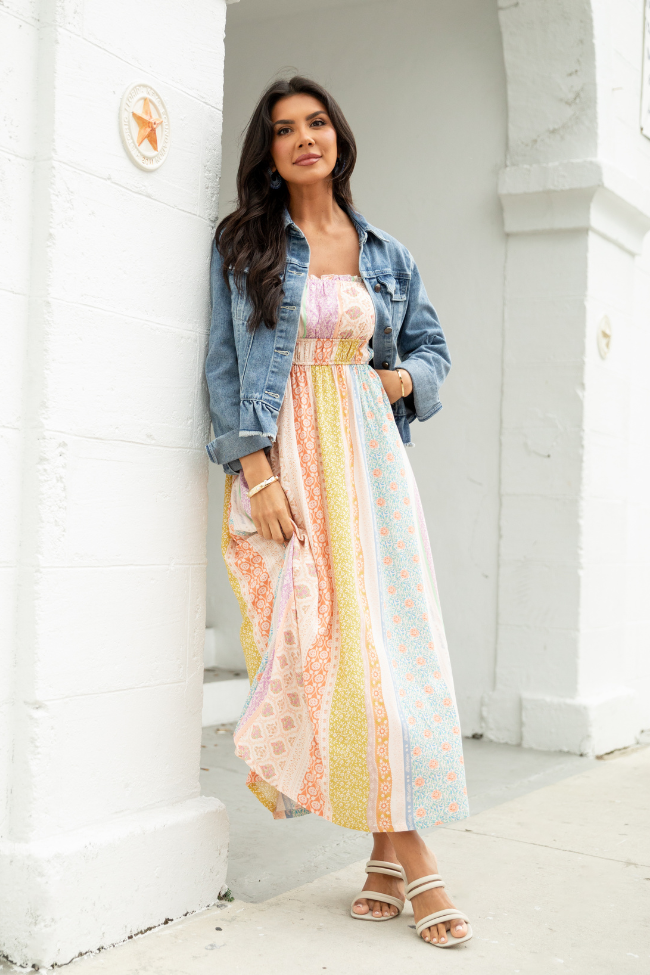 patchwork print midi dress FRNCH Consordia Multi Patchwork Print Midi Dress