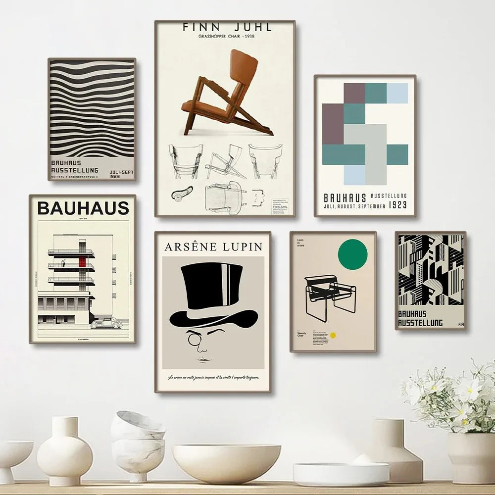 Modern Black & White Bauhaus Canvas Print