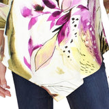 Alfani Women's Floral-Print Point-Hem Top Black Size Extra Large