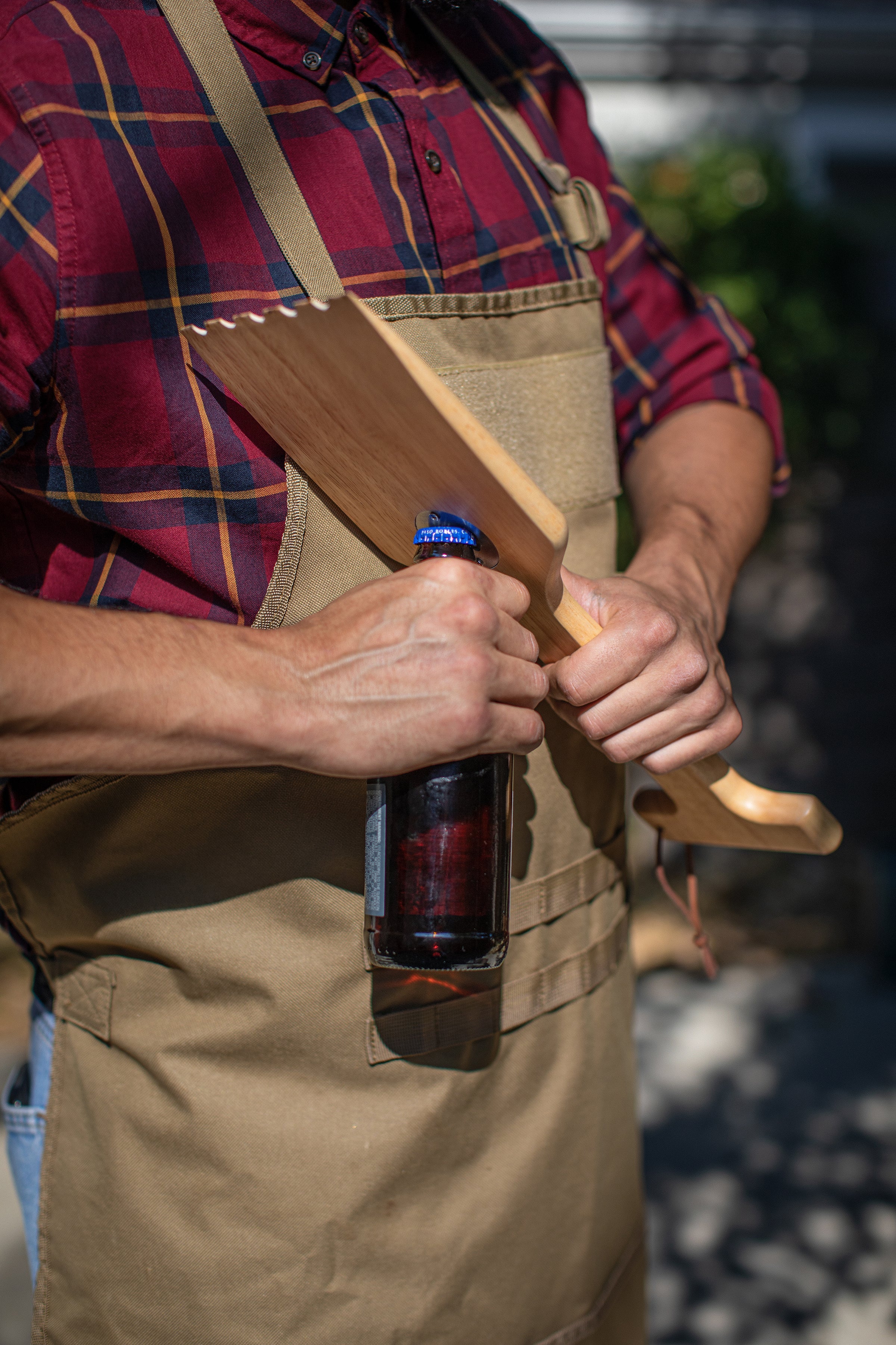 Hardwood Bbq Grill Scraper With Bottle Opener