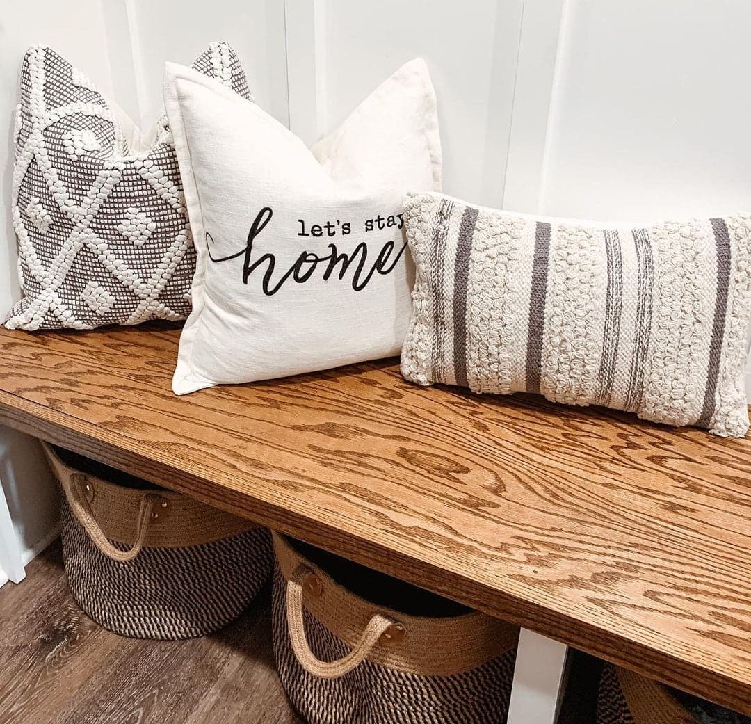 Let's Stay Home Script Decorative Pillow Cover