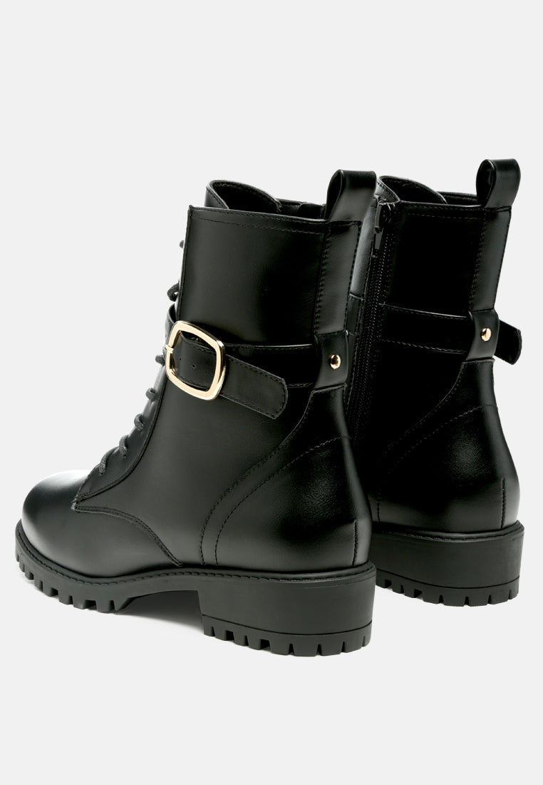 Norsa Lace-up Buckled Biker Boots