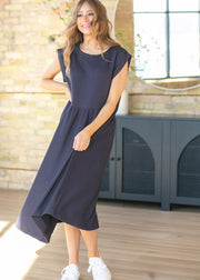 Olivia Dusty Navy Cap Sleeve Midi Dress