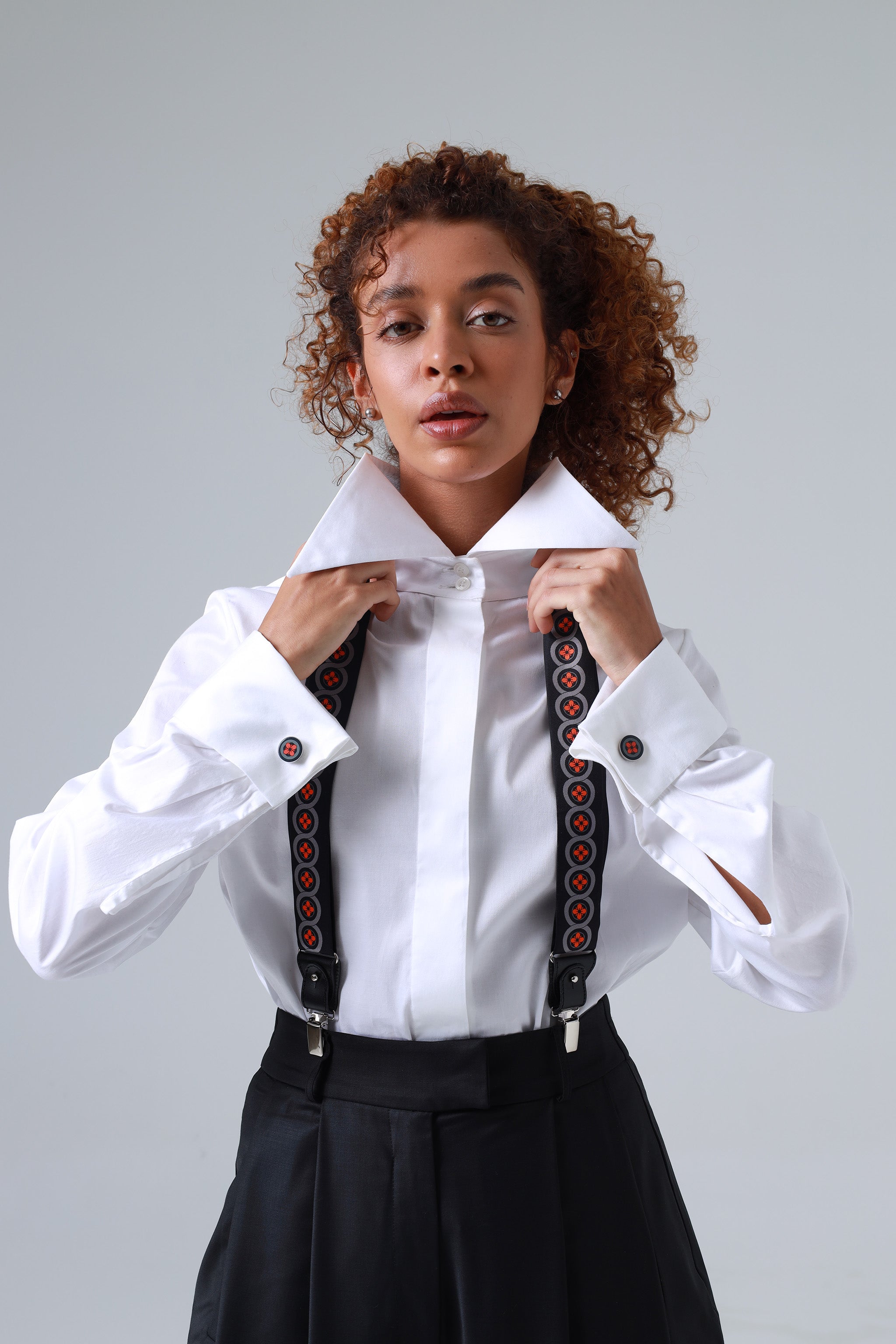 Lava Orange Floral Print Handmade Italian Cufflinks With Clear Resin