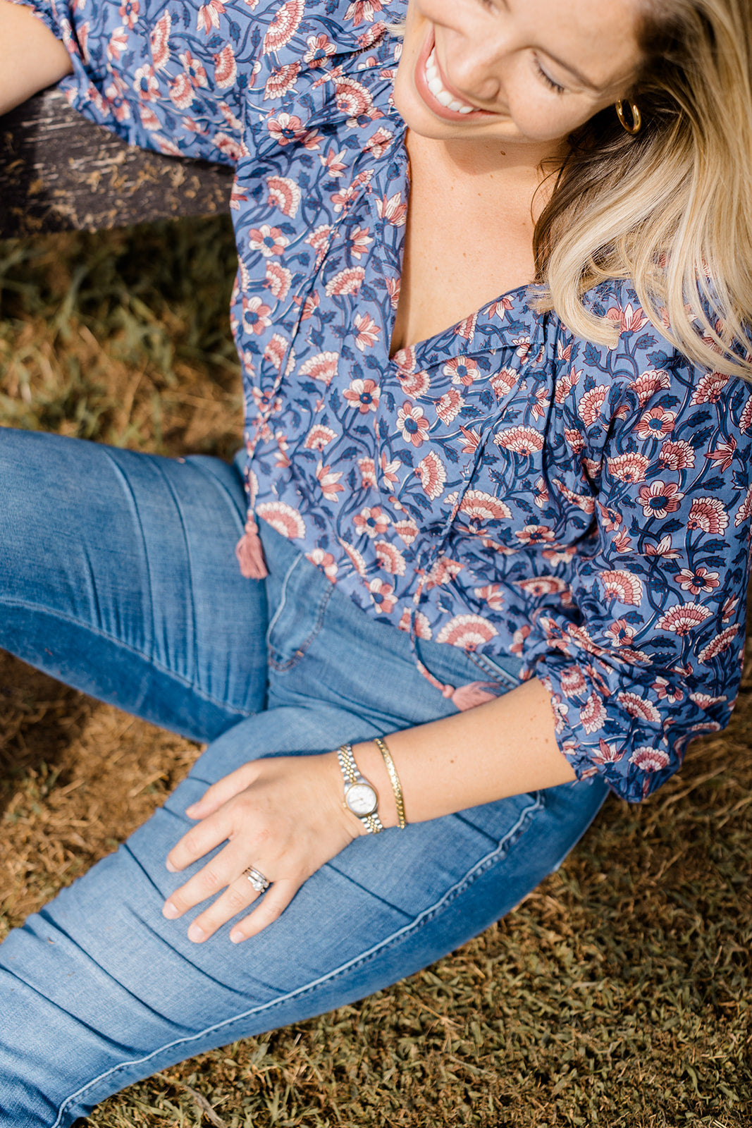 The Jess Top In Indigo Bloom | Includes Plus Size
