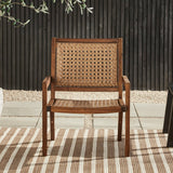 Outdoor Solid Wood and Rattan Accent Chair