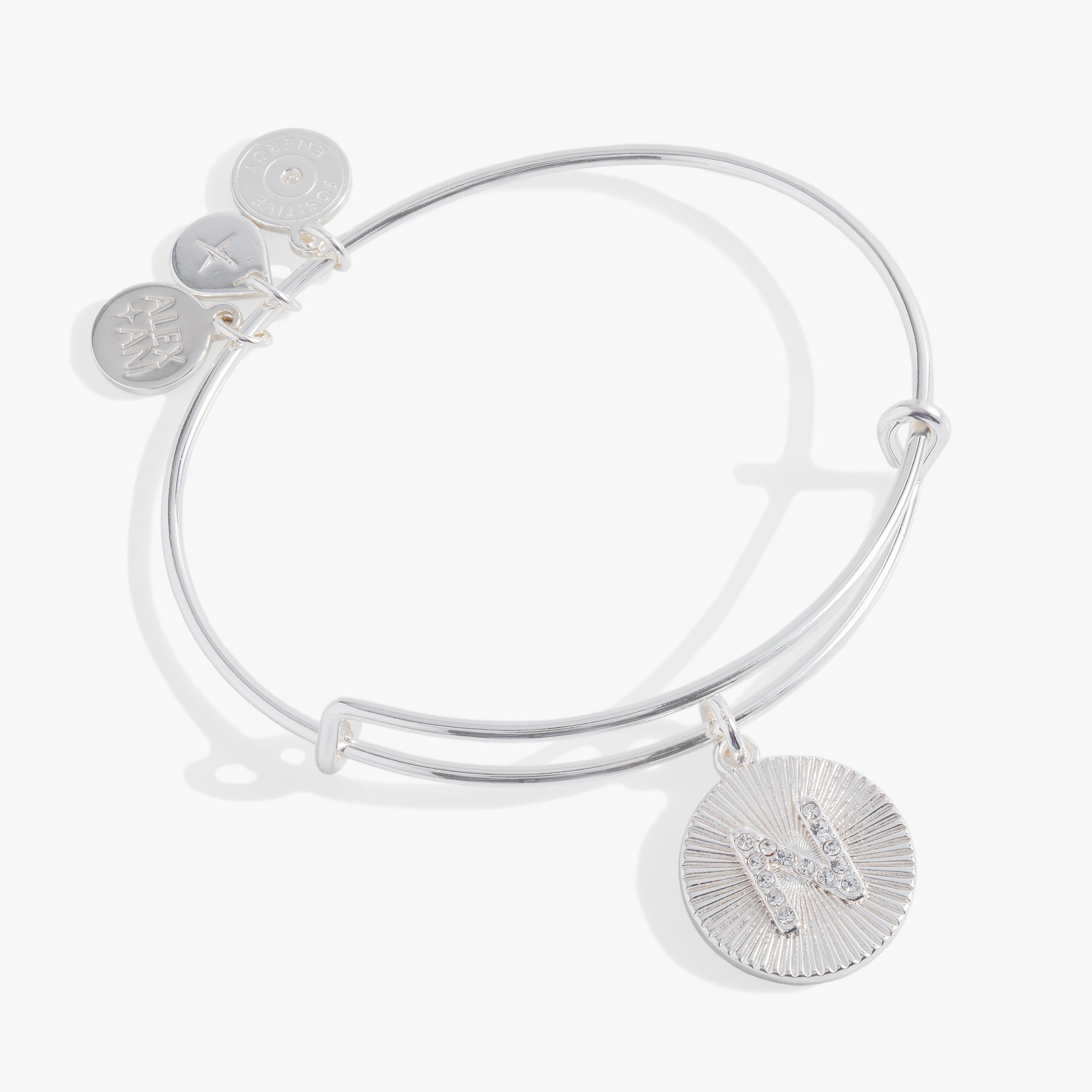 Initial N Pave Starburst Texture Bangle