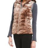 Calvin Klein Performance Women's Crushed Velvet Mock Neck Down Vest Bare Size Medium