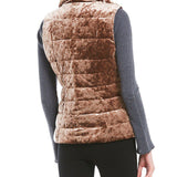 Calvin Klein Performance Women's Crushed Velvet Mock Neck Down Vest Bare Size Medium