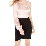 City Studios Juniors' One-Shoulder Satin Dress Pink Size 3