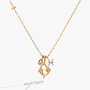 Pisces Zodiac Charm Cluster Necklace