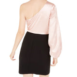 City Studios Juniors' One-Shoulder Satin Dress Pink Size 3