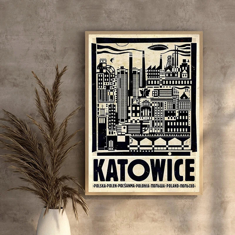 Poland City Vintage Posters Canvas Prints