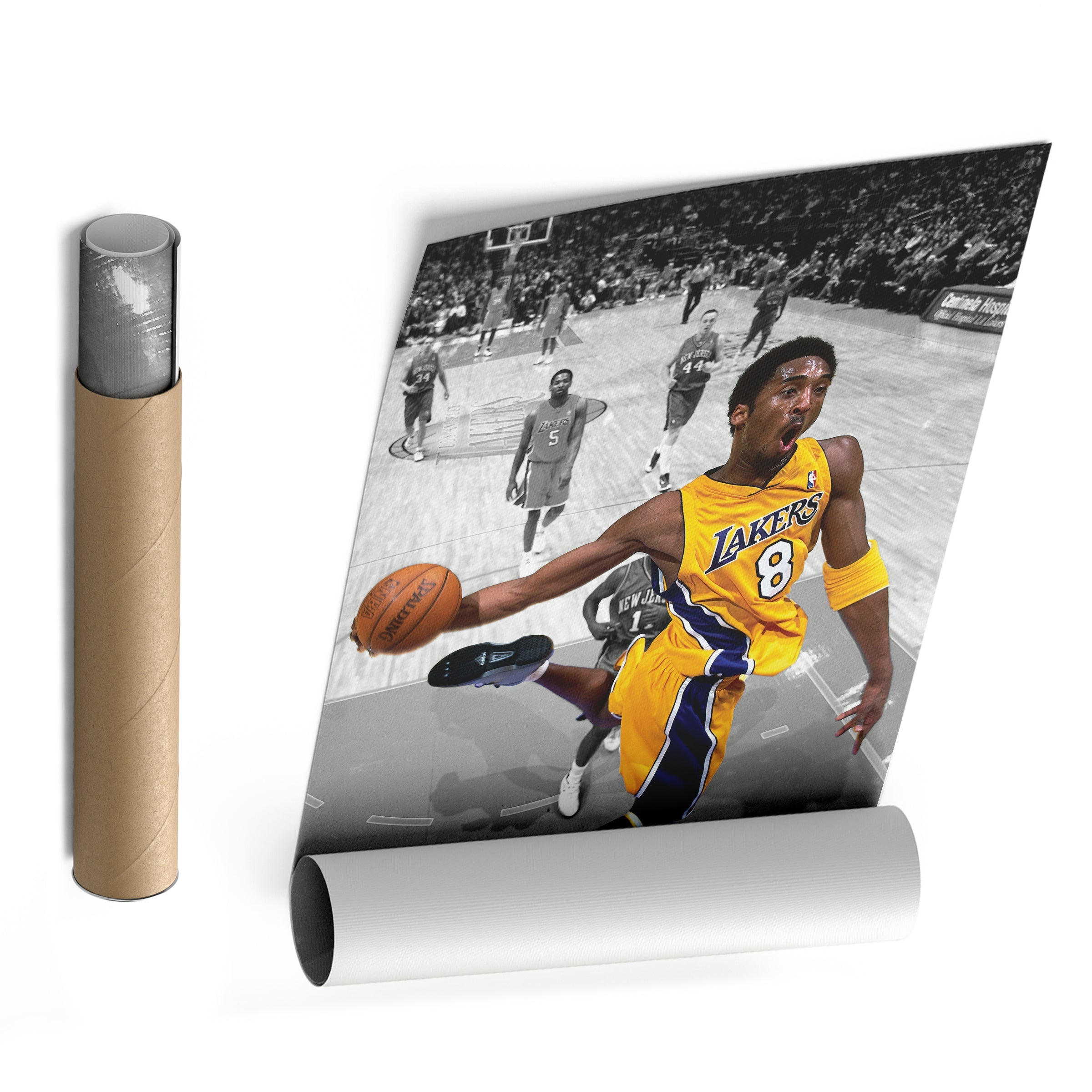 Kobe Bryant Lakers Dunking Canvas Wall Art Decor - Nba Slam Dunk Poster