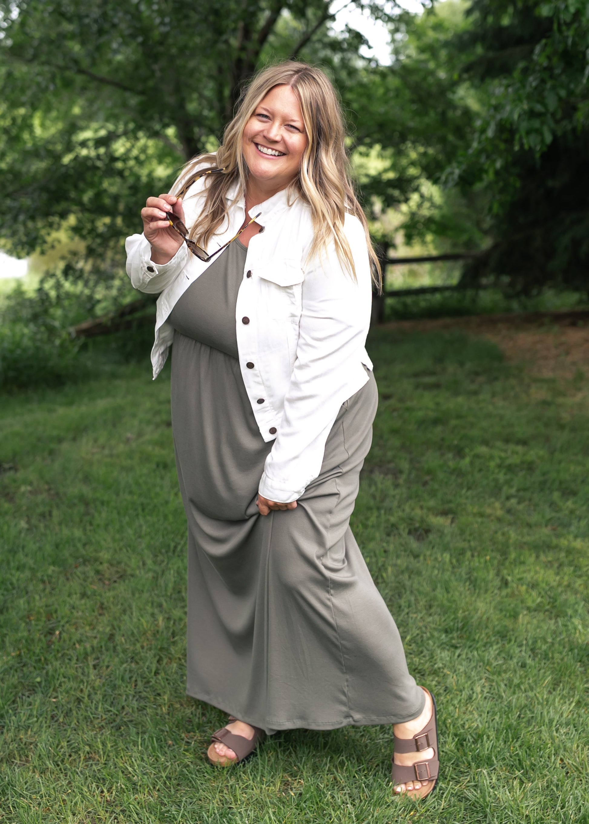 maxi dresses at stein mart Good Day Woven Maxi Dress TAUPE/WHITE / M