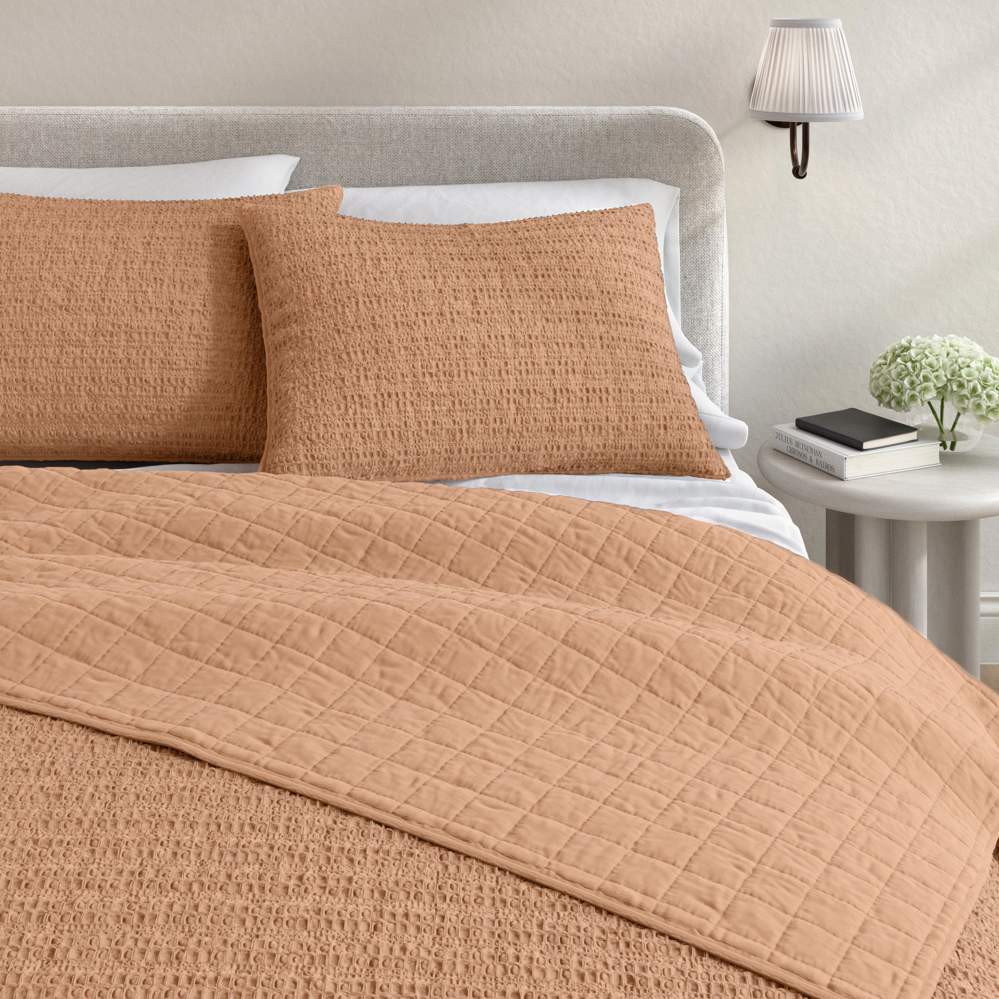 100% Cotton Honeycomb Waffle Garment Washed Quilt Set - Genevieve Collection