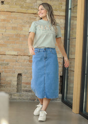 Remi Denim Classic Wash Midi Skirt
