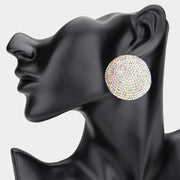 Rhinestone Pave Round Clip On Evening Earrings