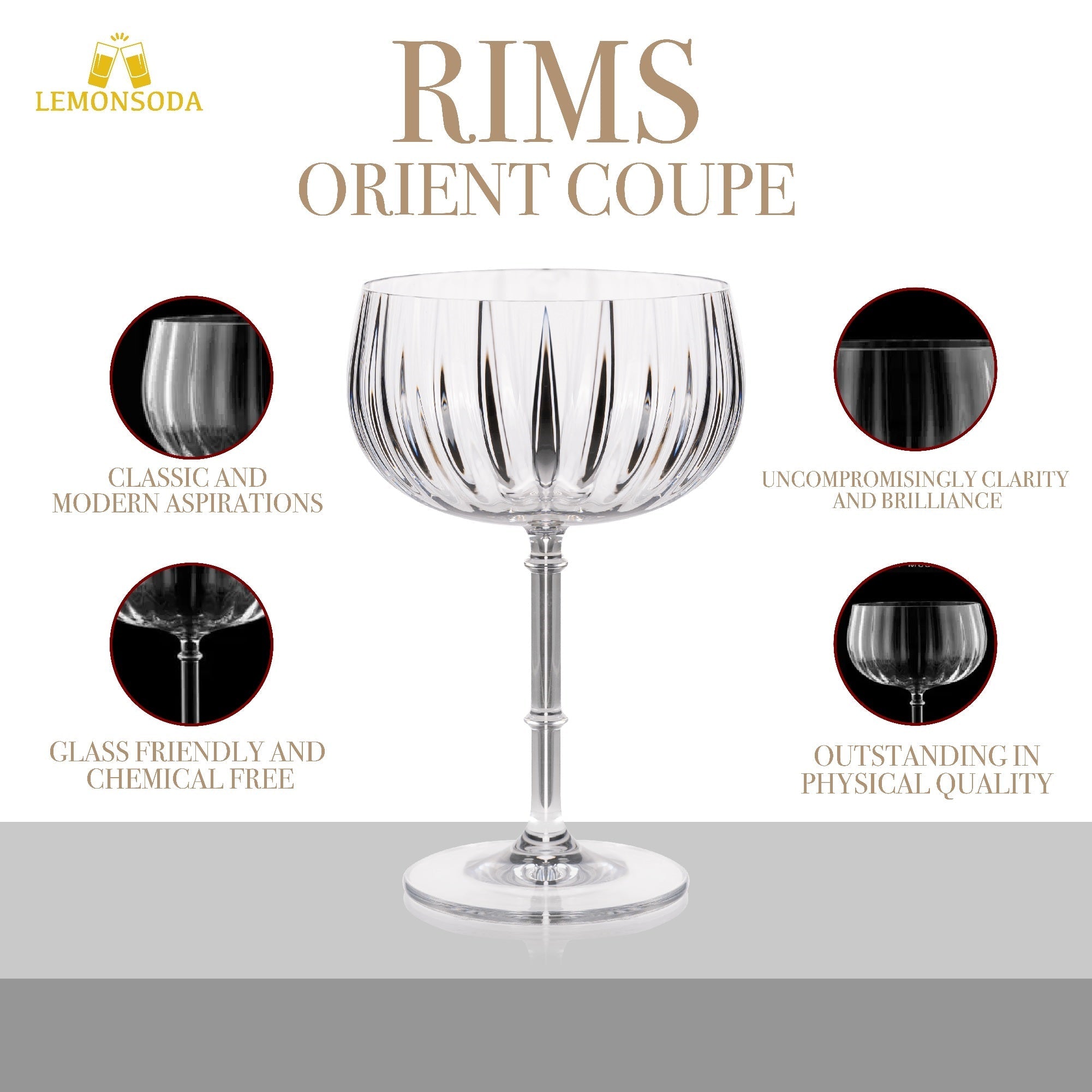 Rims Orient-coupe Wine Glasses - (355 Ml / 12 Fl. Oz.)