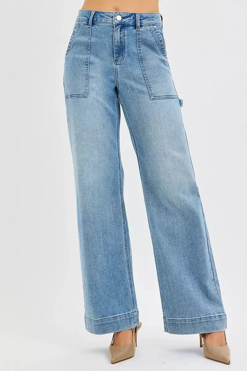 Risen Full Size High Rise Straight Leg Jeans With Front Pockets | Includes Plus Size