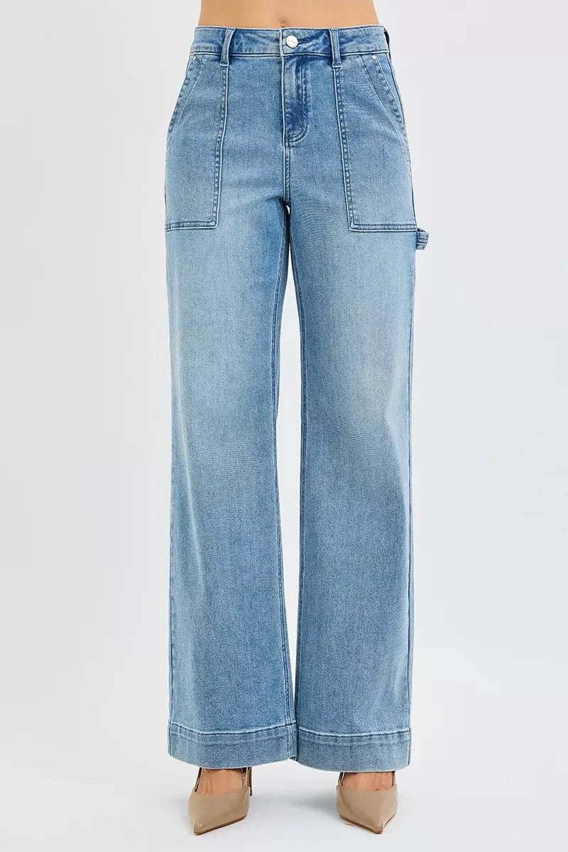 Risen Full Size High Rise Straight Leg Jeans With Front Pockets | Includes Plus Size