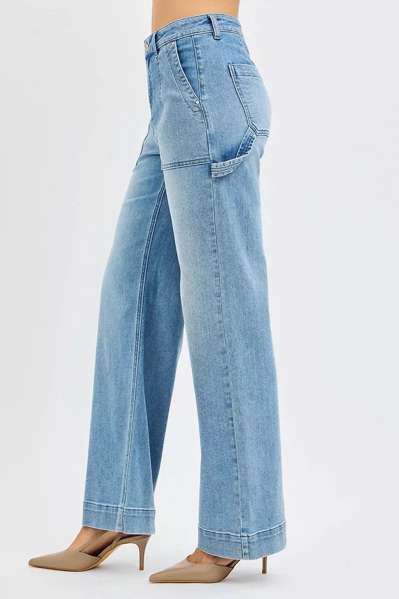 Risen Full Size High Rise Straight Leg Jeans With Front Pockets | Includes Plus Size