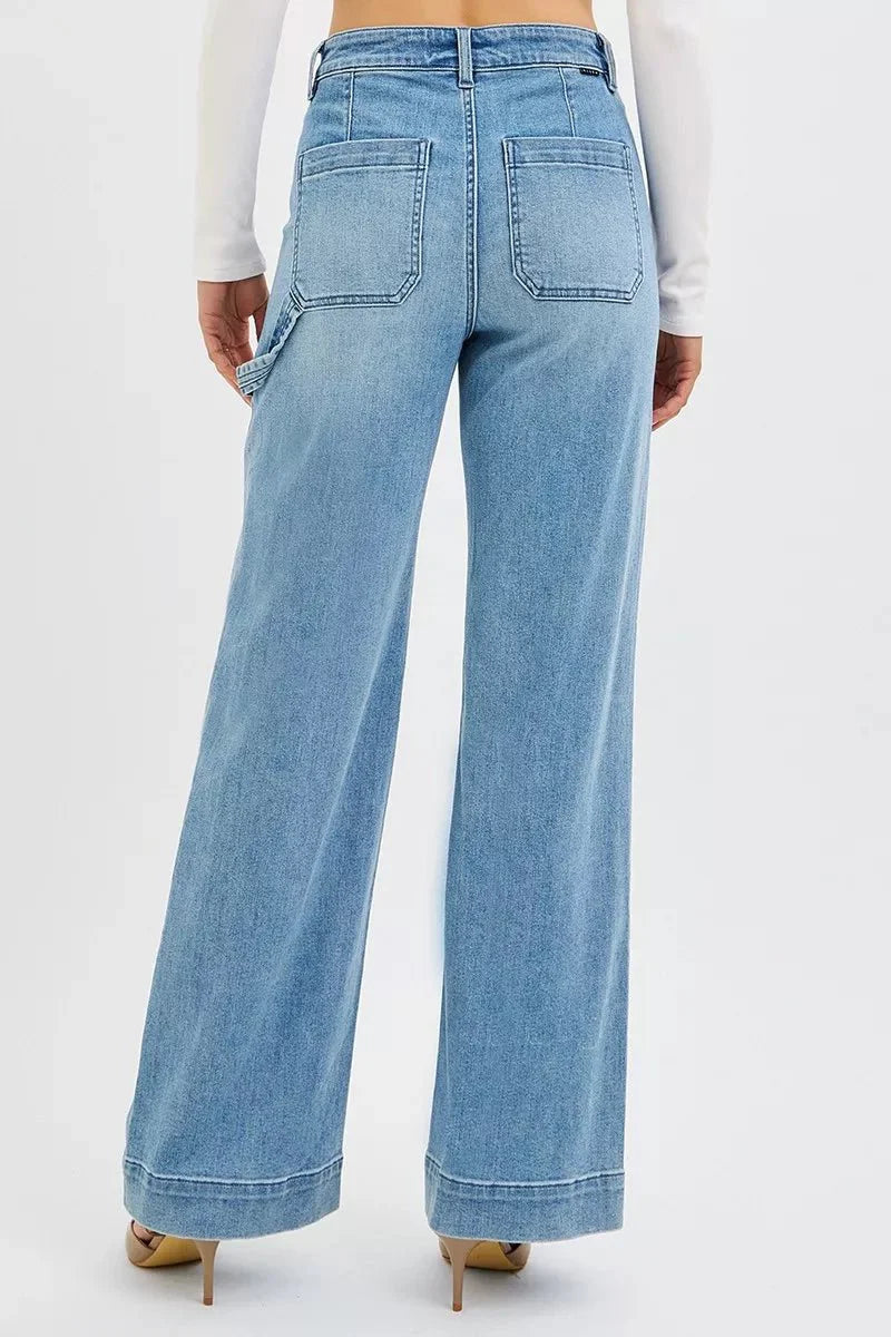 Risen Full Size High Rise Straight Leg Jeans With Front Pockets | Includes Plus Size