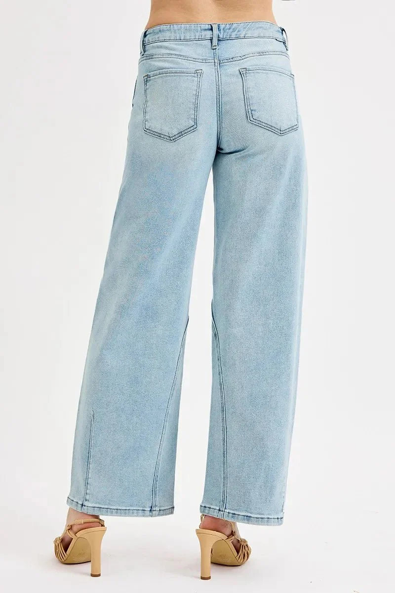 Risen Full Size Mid Rise Fit Barrel Jeans | Includes Plus Size