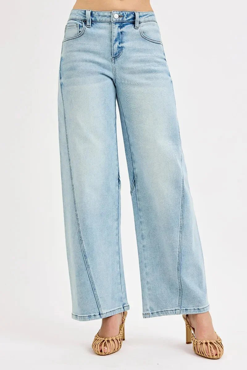Risen Full Size Mid Rise Fit Barrel Jeans | Includes Plus Size