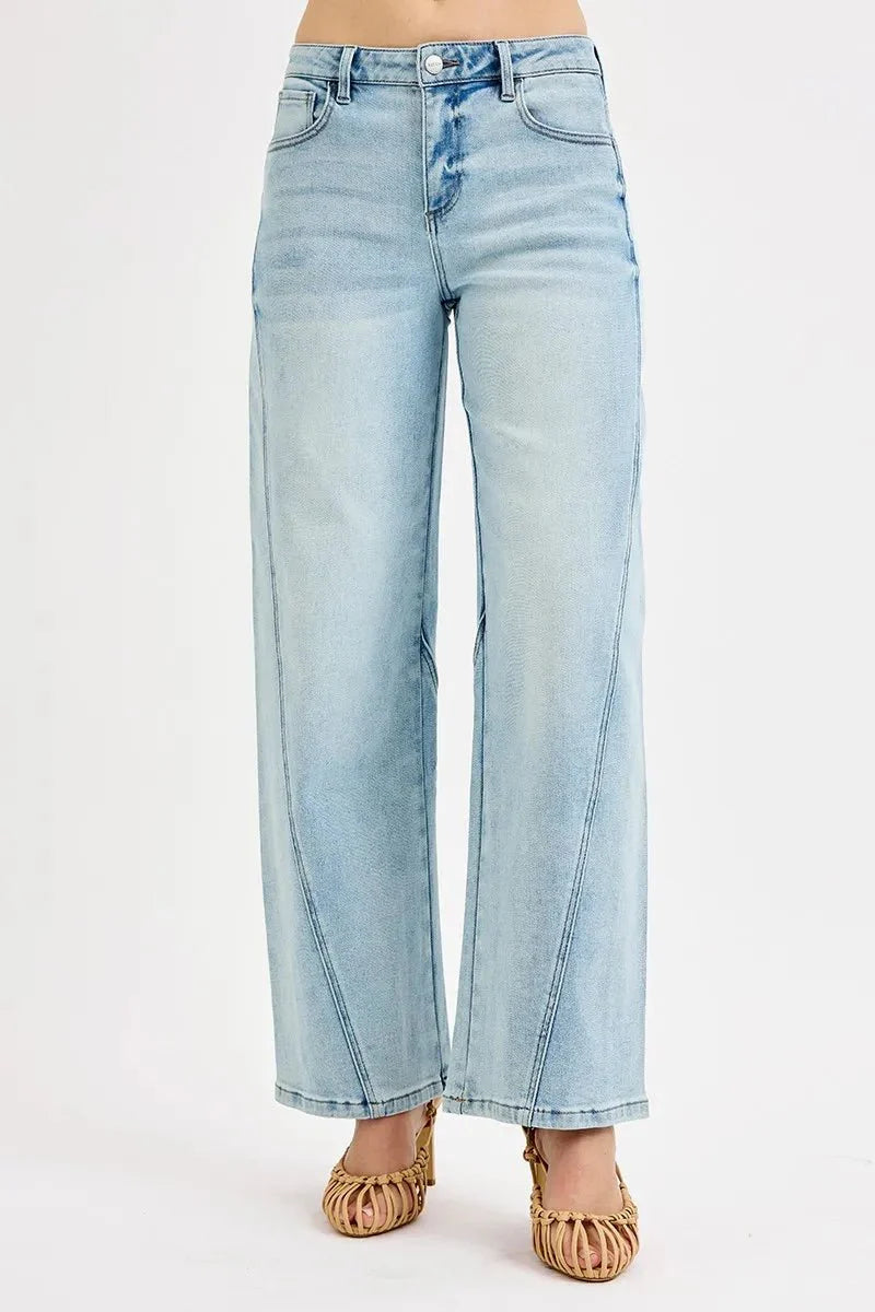 Risen Full Size Mid Rise Fit Barrel Jeans | Includes Plus Size