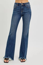 RISEN Full Size Mid Rise Flare Frayed Hem Jeans | Includes Plus Size