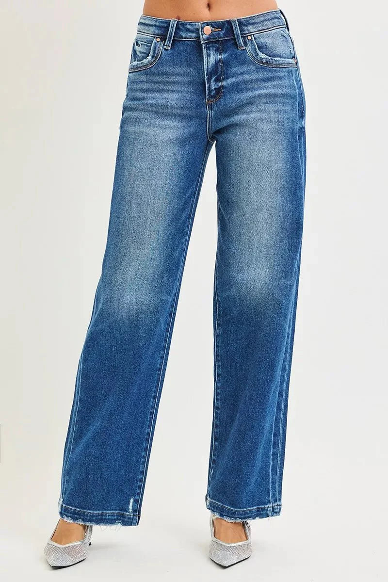 Risen Full Size Slouchy Baggy Jeans Pocket Side Seam Detail | Includes Plus Size