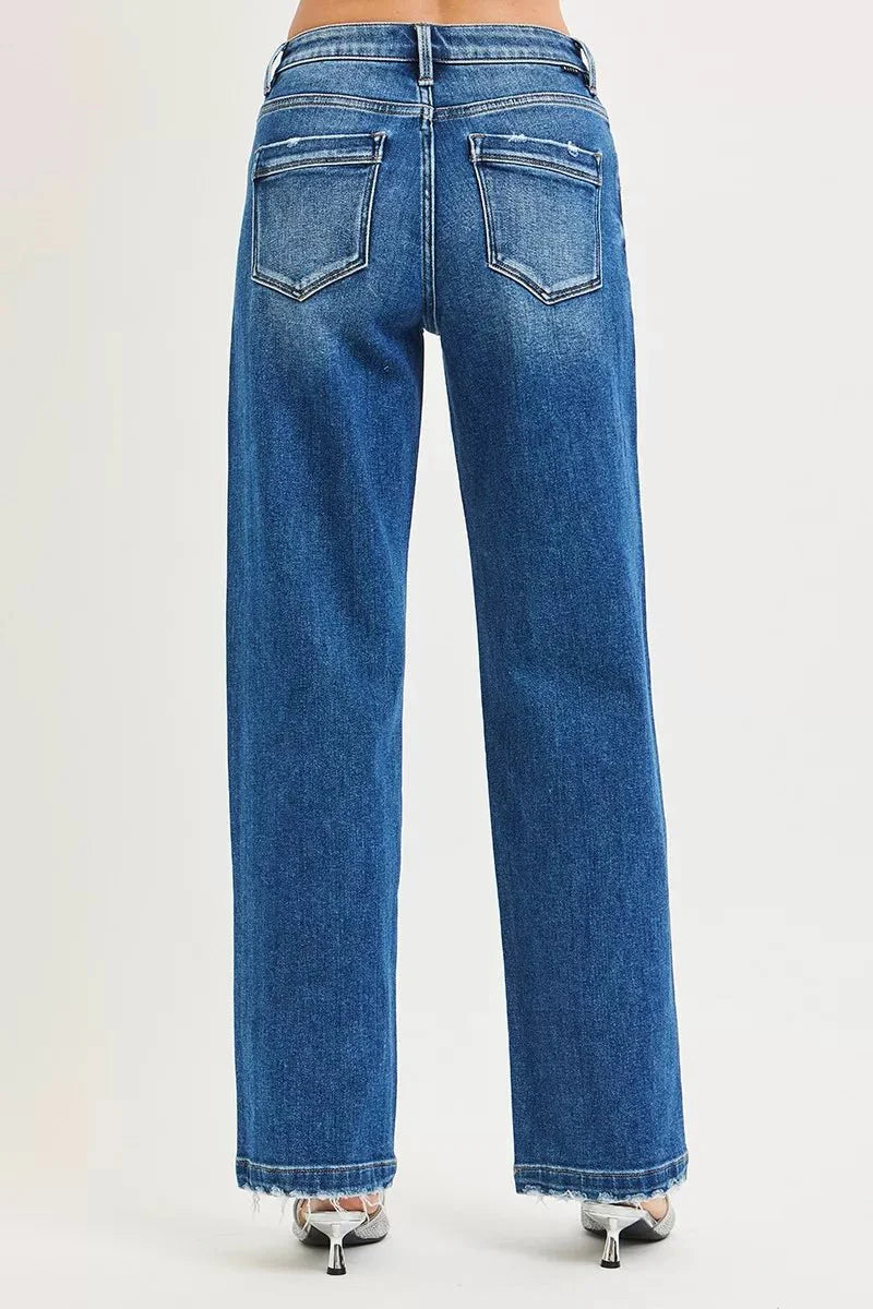 Risen Full Size Slouchy Baggy Jeans Pocket Side Seam Detail | Includes Plus Size