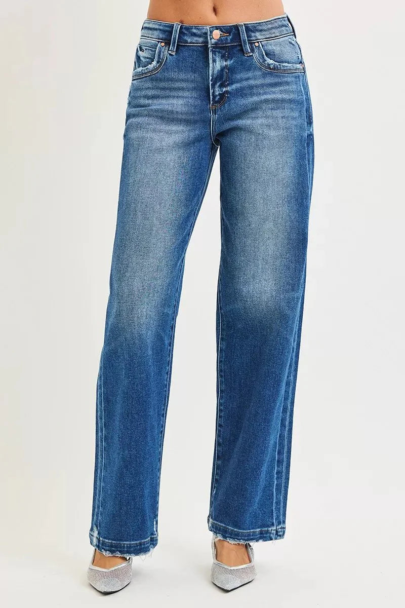 Risen Full Size Slouchy Baggy Jeans Pocket Side Seam Detail | Includes Plus Size