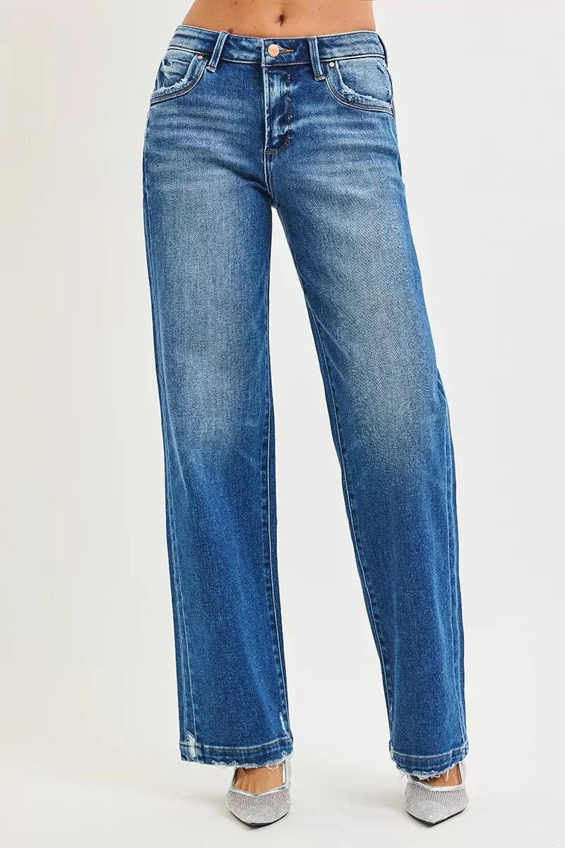 Risen Full Size Slouchy Baggy Jeans Pocket Side Seam Detail | Includes Plus Size