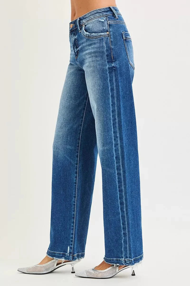 Risen Full Size Slouchy Baggy Jeans Pocket Side Seam Detail | Includes Plus Size