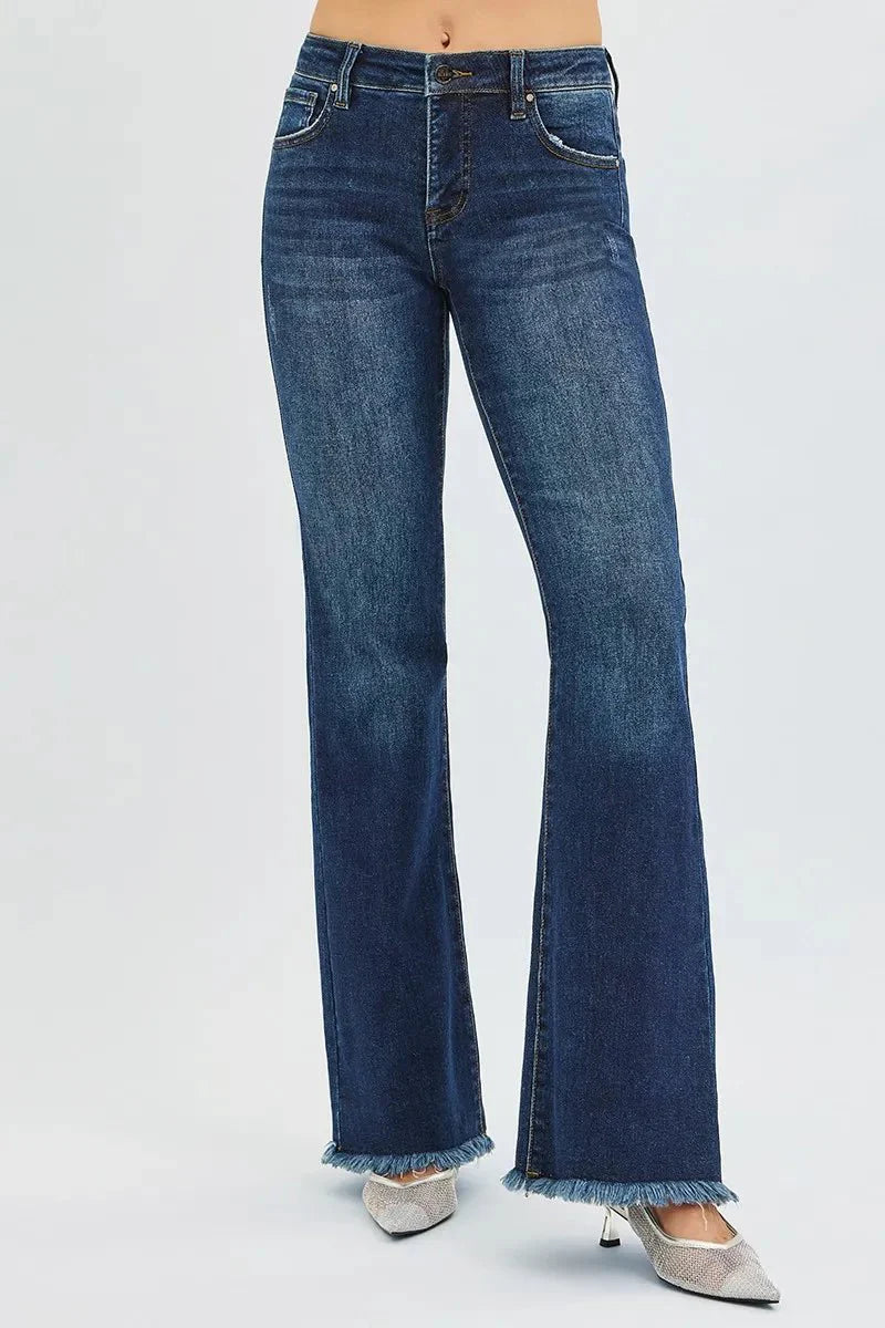 Risen Full Size Tummy Control Mid Rise Flare Jeans | Includes Plus Size