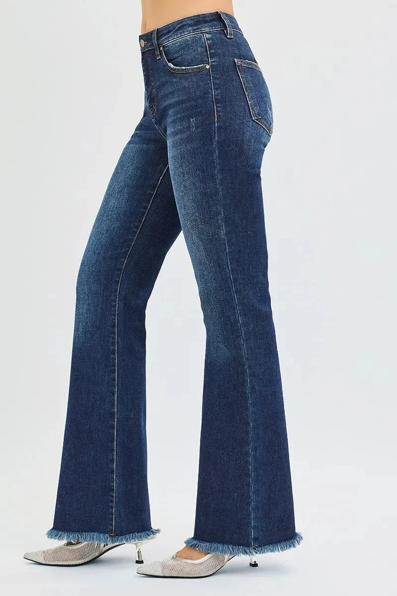 Risen Full Size Tummy Control Mid Rise Flare Jeans | Includes Plus Size