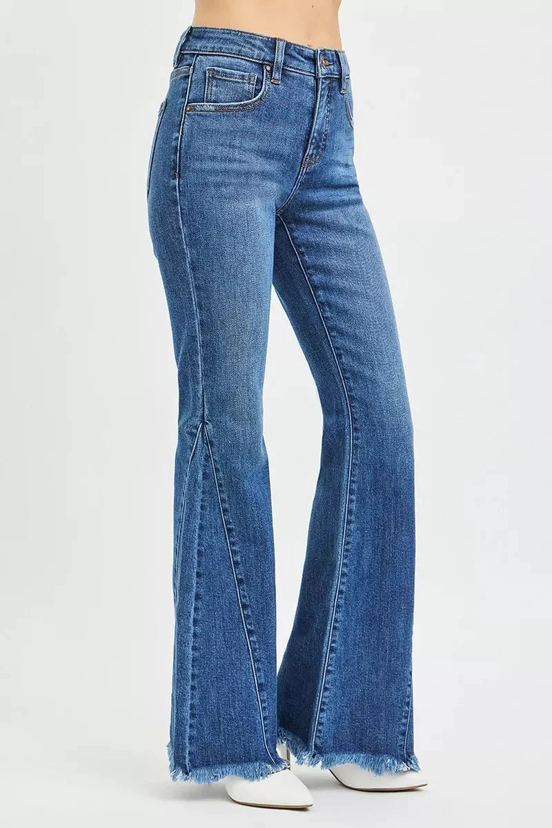 Risen Mid Rise Flare Side Seam Detailing Jeans