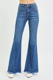 Risen Mid Rise Flare Side Seam Detailing Jeans