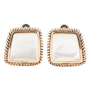 Roped Mother Of Pearl Golden Clip Earrings
