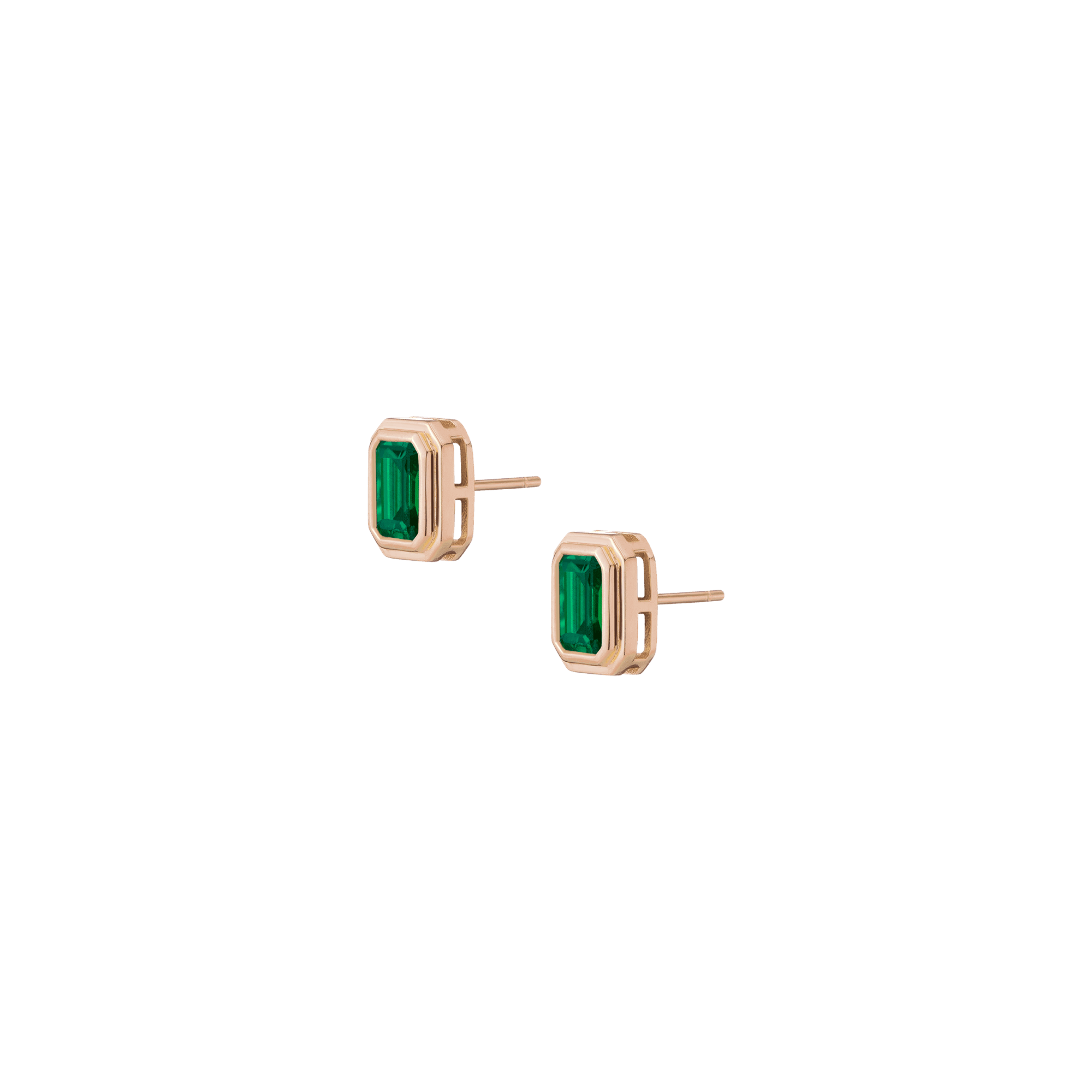Lab Grown Emerald Heirloom Stud Earrings