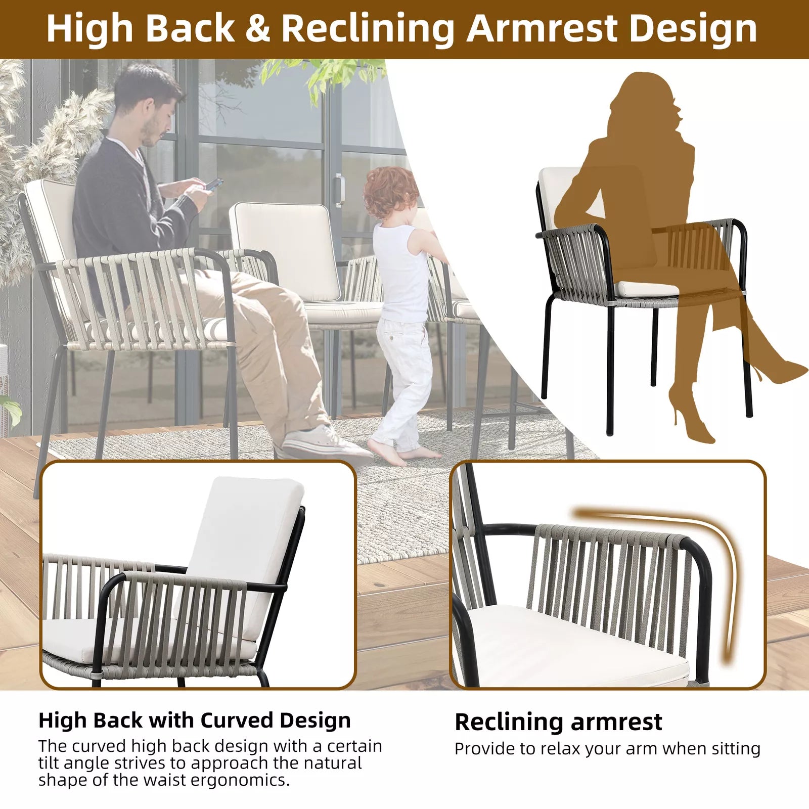 Outdoor Cushioned Rattan Patio Chair (set Of 4)