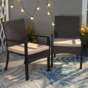 Outdoor Cushioned Wicker Patio Chair (set Of 2)