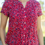 Westport Ditsy Floral Pintuck Button Front Blouse