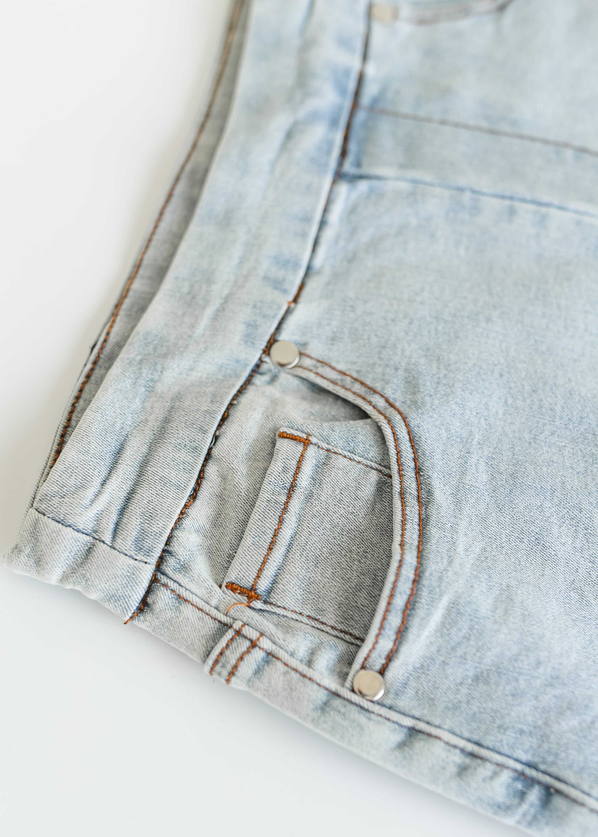 Sandra Light Wash Denim Midi Skirt | Include Plus Size